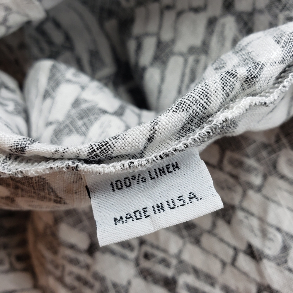 Bryn Walker linen top Women Oversized Med black and white 100% linen lagenlook - Picture 5 of 9